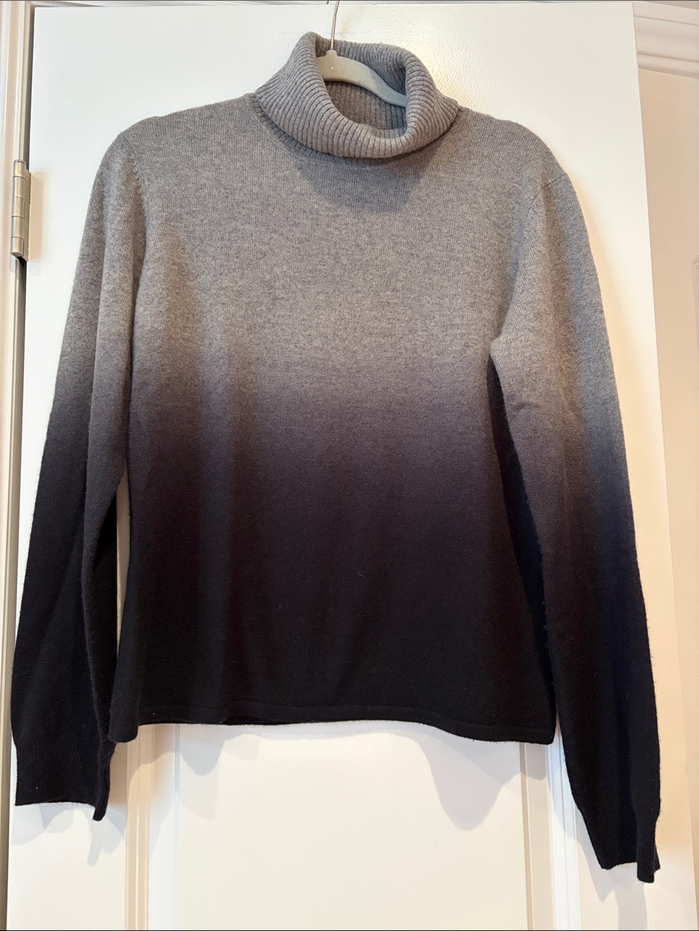 Women's Ombre Cashmere Turtleneck Sweater - Gray to Black